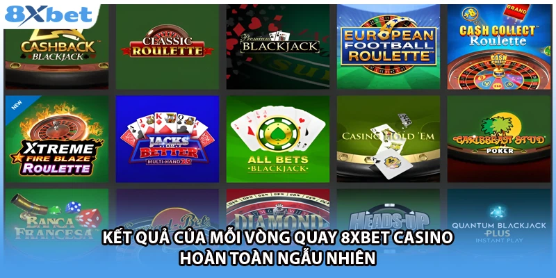 Kết quả của mỗi vòng quay 8Xbet casino hoàn toàn ngẫu nhiên 